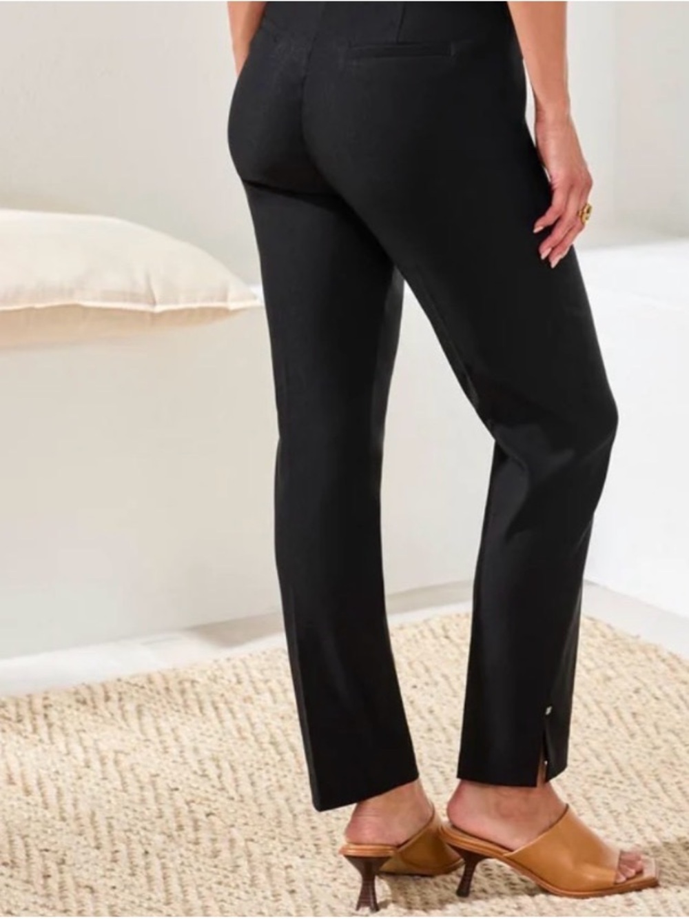 Tribal Black Straight-Leg Ankle Pants